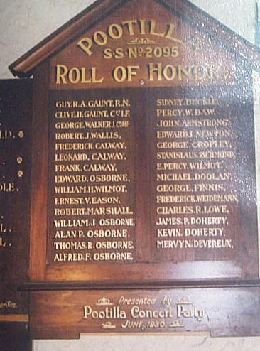 Pootilla State School Honour Roll (First World War)