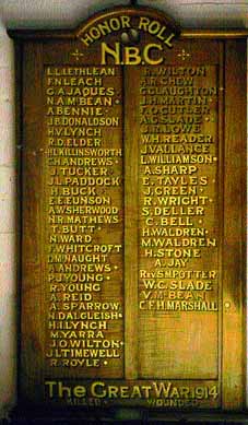 Newmarket Baptist Church Honour Roll (First World War)