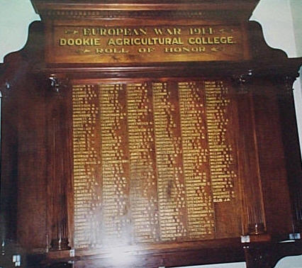 Dookie Agricultural College Honour Roll (First World War)