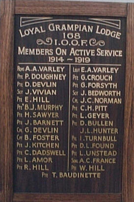 Horsham Grampians Lodge Honour Roll (First World War)