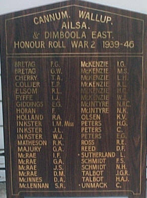 Cannum Wallup Aisla Dimboola East Honour Roll (Second World War)