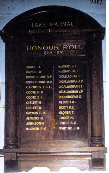 Lake Marmal Hall Honour Roll (Second World War)