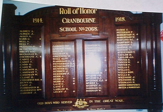 Cranbourne State School Honour Roll (First World War)