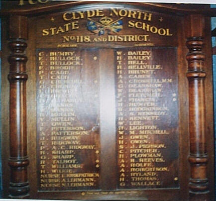 Clyde North State School and Area Honour Roll (First World War)