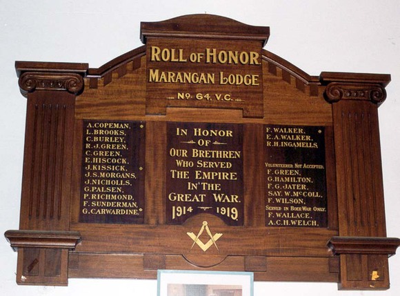 Benalla Masons, Marangan Lodge (No. 64) Honour Roll