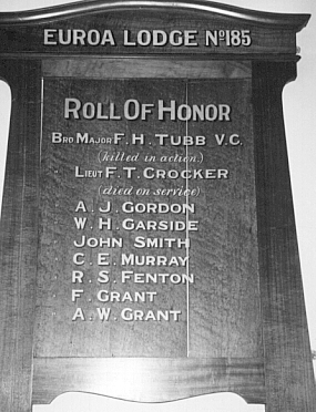 Euroa Masons Honour Roll (First World War) (Part A)