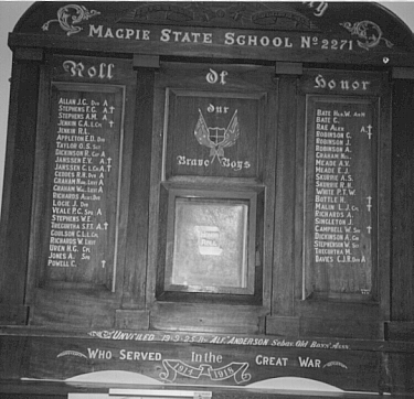 Magpie State School Honour Roll (First World War)