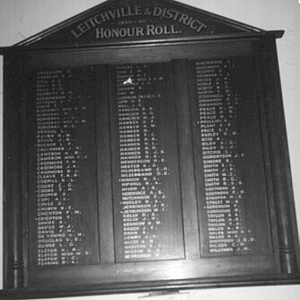 Leitchville Memorial Hall Honour Roll (First World War)