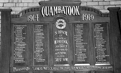 Quambatook and District Honour Roll (First World War)