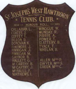 Hawthorn West St Joseph Tennis Club Honour Roll (Second World War)