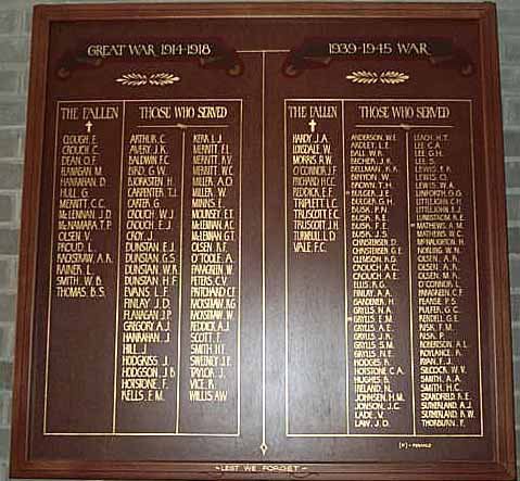 Welshpool Hall Honour Roll