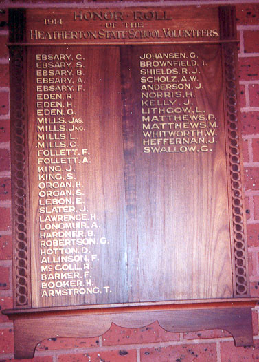 Heatherton State School Honour Roll (First World War)