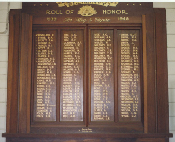 Elliminyt Hall Honour Roll (Second World War)