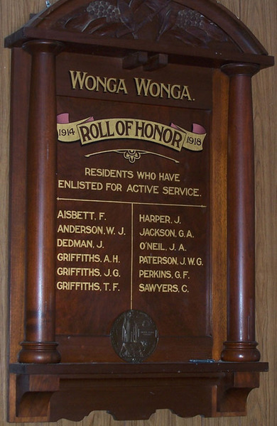Wonga Honour Roll (First World War)
