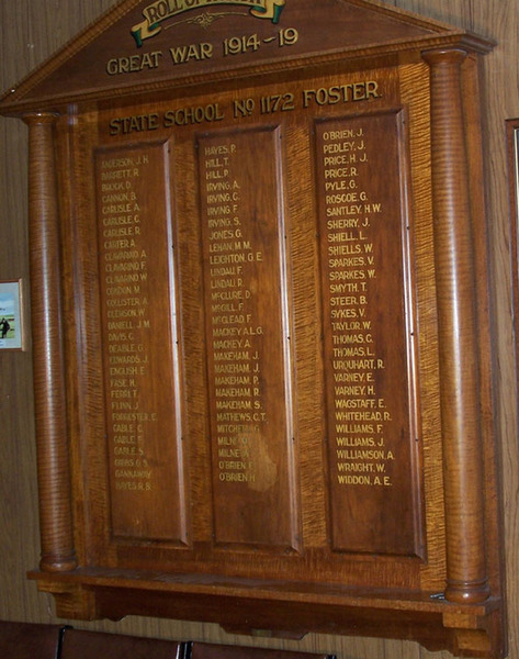 Foster State School Honour Roll (First World War)