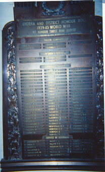 Undera Memorial Hall Honour Roll (Second World War)