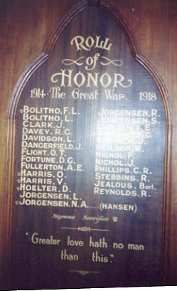 Bendigo Methodist Church Honour Roll (Quarry Hill) (First World War)