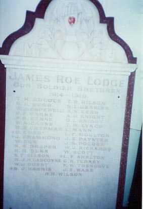 Bendigo Manchester Lodge Honour Roll (First World War)