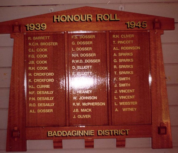 Baddaginnie Honour Roll (Second World War)
