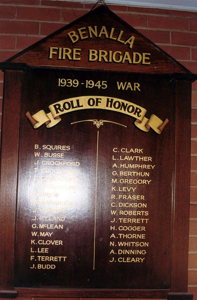 Benalla Fire Brigade Honour Roll (Second World War)