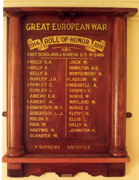 Boweya State School Honour Roll (First World War)