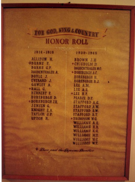 Swanpool Methodist Church Honour Roll