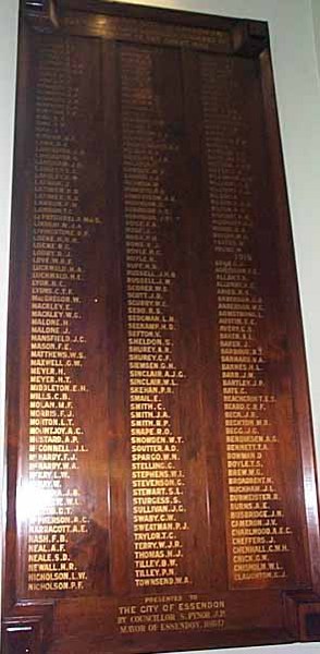 Essendon Council Honour Roll (First World War)