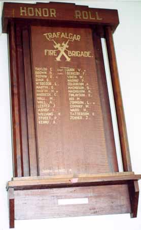 Trafalgar Urban Fire Brigade Honour Roll (Second World War)