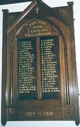 Ballan Anglican Church Honour Roll (First World War)