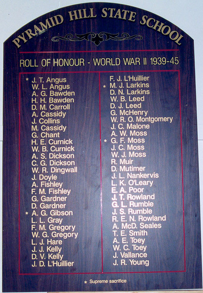 Pyramid Hill State School Honour Roll (Second World War)