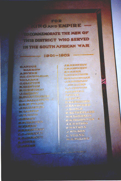 Kyneton Honour Roll (Boer War)