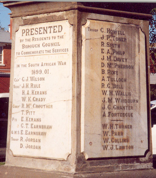 Echuca Memorial Complex Honour Roll (Boer War) (Part A)