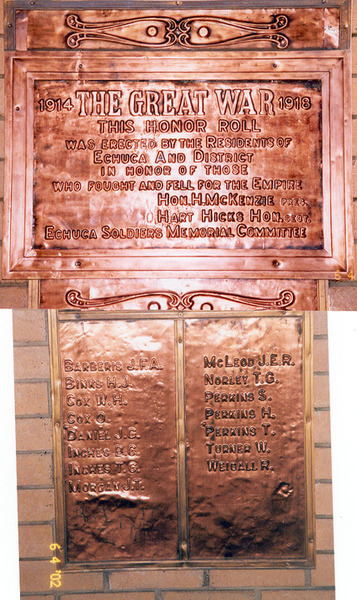 Echuca Memorial Complex Honour Roll (First World War) (Part C)