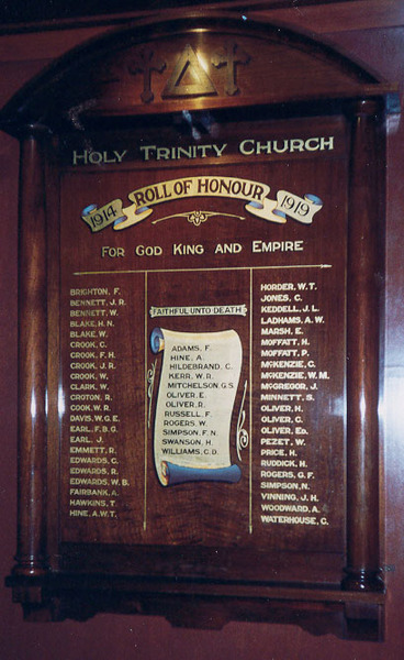 Bacchus Marsh Church of England Holy Trinity Honour Roll (First World War)