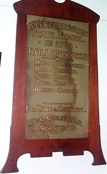 Gundowring Upper State School Honour Roll (First World War)