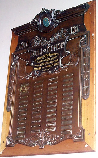 Sandry Creek District Honour Roll (First World War)