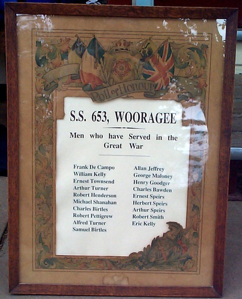 Wooragee State School Honour Roll (First World War)