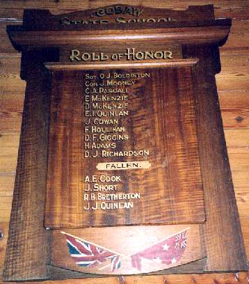 Cobaw State School Honour Roll (First World War)