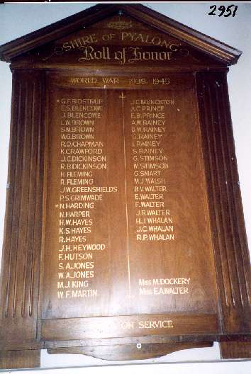 Pyalong Shire Public Hall Honour Roll (Second World War)