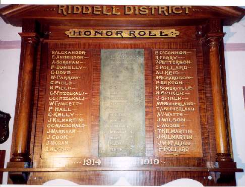 Riddell District Honour Roll (First World War)