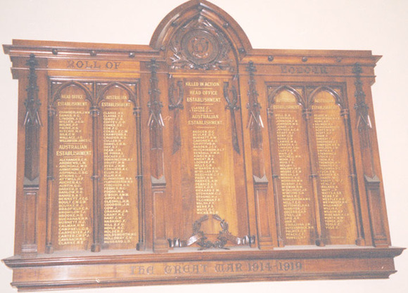 388 Collins Street Melbourne English, Scottish and Australian Bank Honour Roll (First World War)