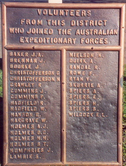 Wallan Mechanics Hall Honour Roll (Second World War)