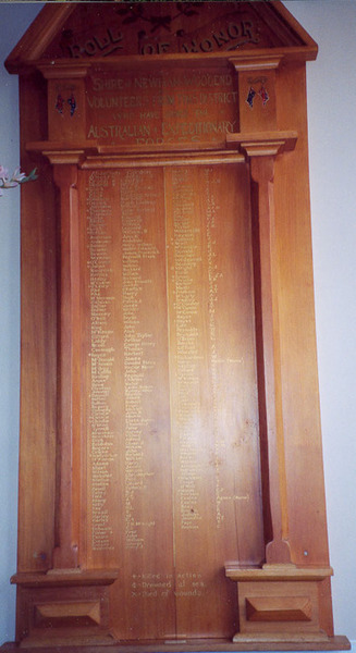 Newham/Woodend Shire Honour Roll (First World War)