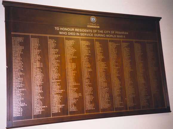 Prahran Town Hall Honour Roll (Stonnington) (Second World War)