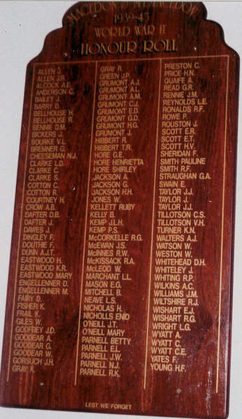 Macedon Hall Honour Roll (Second World War)