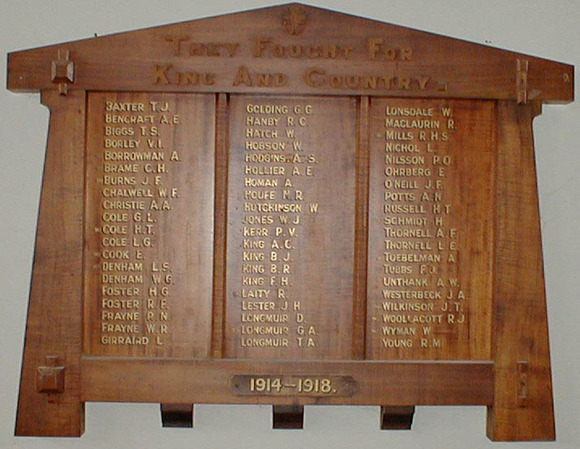 Tyabb Hall Honour Roll (First World War)