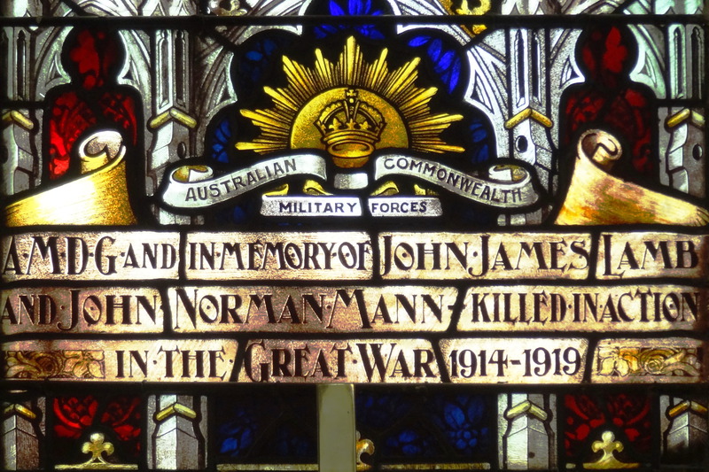 Barrabool Hills, Holy Trinity Anglican Church, St John inscription, William Montgomery 1919
