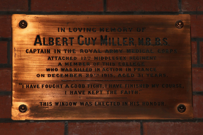 Parkville Trinity College Chapel Miller plaque RB