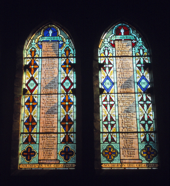 Ballarat Wesley Uniting Church, Honour Roll (two of four lights), William Montgomery 1920