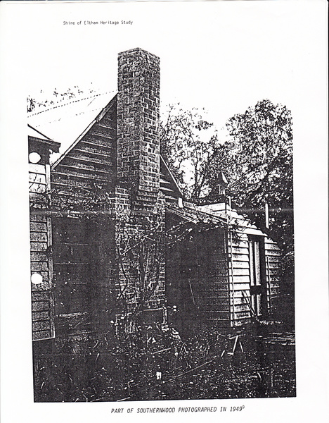 Walter Withers House - Southernwood 250 Bolton St 1949 chimney - Shire of Eltham Heritage Study 1992